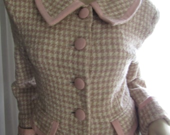 Vintage Ladies Wool 2-Piece PINK/Lt Gray/Beige SUIT By VALENTINO---No Size