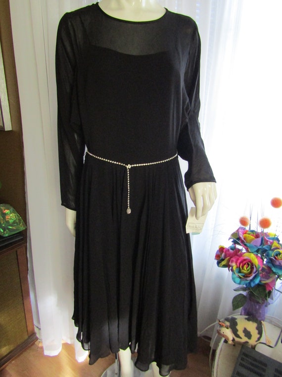 1980s'/1990s' Ladies Sheer BLACK COCKTAIL DRESS B… - image 1