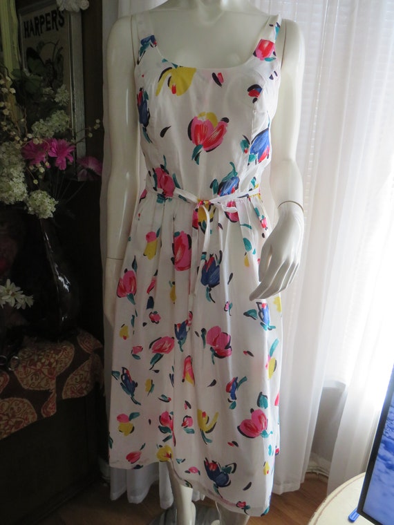 1970s'/1980s' SLEEVELESS FLORAL DRESS By Dash Abou