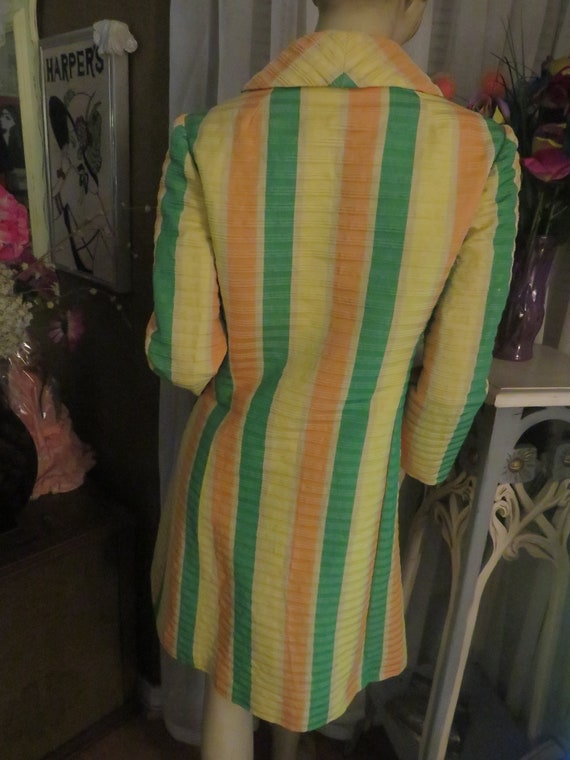 1960s' Green/Yellow/Orange/Tan Striped COAT By LI… - image 5