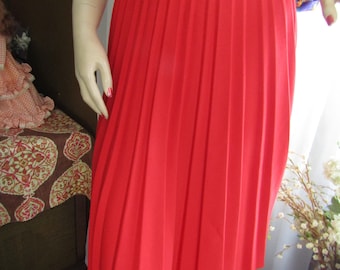 1960's Petite Bright RED PLEATED SKIRT By Today's Times---No Size