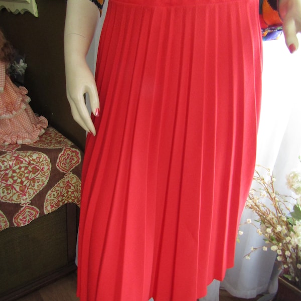 Red Pleated Skirt Etsy