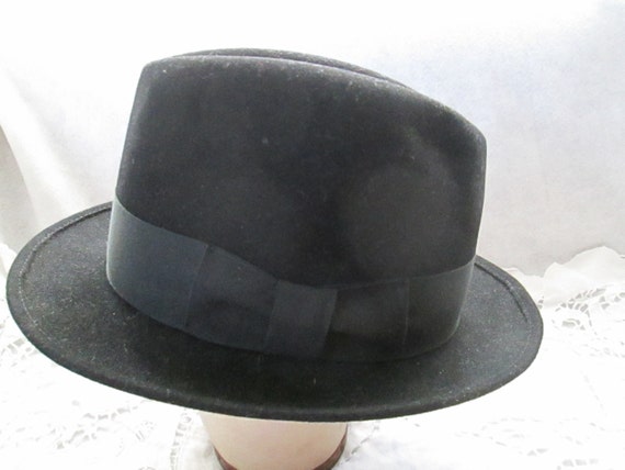 Vintage Male BLACK Felt HAT by KIMBALL - image 1