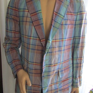 Vintage Male PLAID SPORT JACKET For Hawick Clothing By At-Ease----Size 40