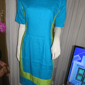 Vintage TEAL/MINT Slim DRESS By Geary Roark/ Kamisato----Size 12