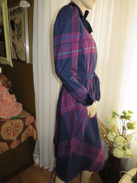 1960's/1970's Long Sleeve COLORFUL PLAID DRESS By… - image 4