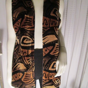 1970&#39;s Ladies Browns/ Black/ Beige ABSTRACT Style VELOUR VEST by Aladdin---No Size
