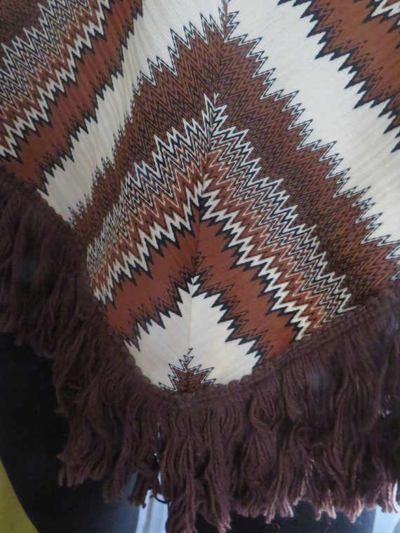 60s'/70s' Brown/Black/Beige GEOMETRIC Print FRING… - image 7