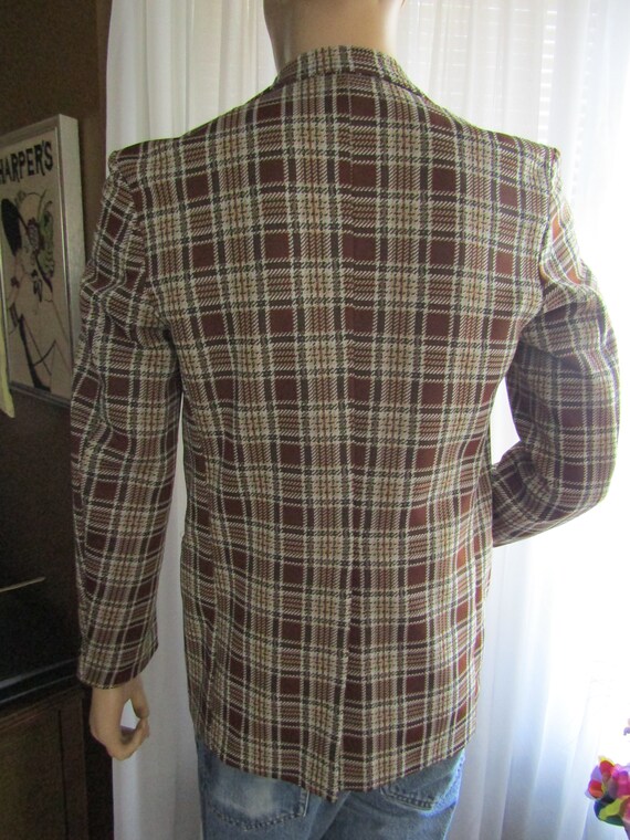 1970's Male PLAID JACKET/Blazer in Browns/Dark Gr… - image 5