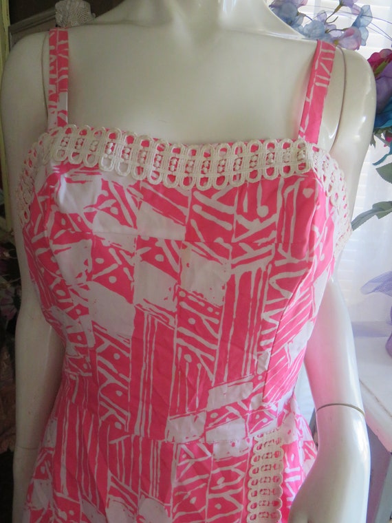1960s' PINK/WHITE Romper Style SWIMSUIT By Gabar/… - image 2