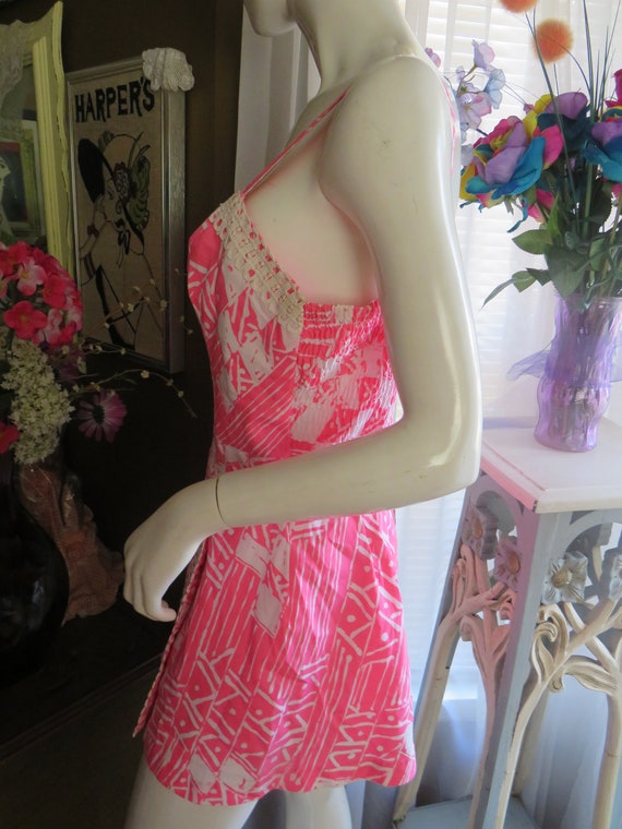 1960s' PINK/WHITE Romper Style SWIMSUIT By Gabar/… - image 3