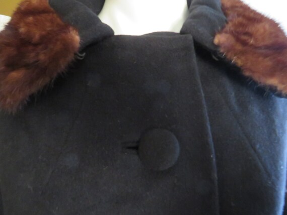 1950s' Women Brown Mink Collared Black COAT By LI… - image 3