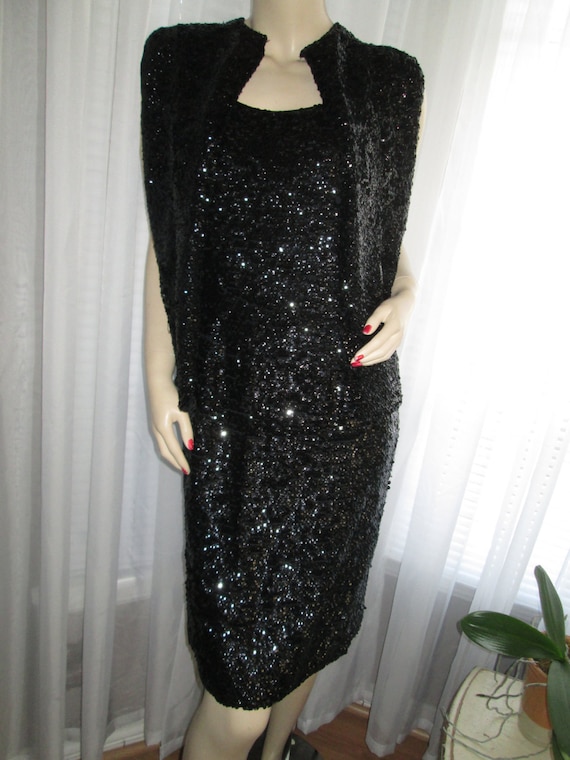 black sequin vest dress Glamm vest-black sequin Jodi/B/Wise Clothing