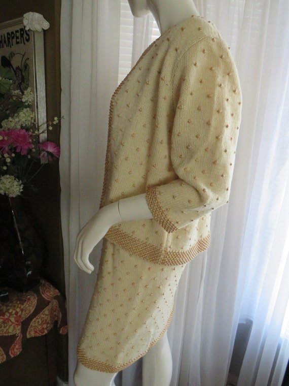 1950s'/1960s' Beige/Tan CROCHET/BEADED DRESS Set-… - image 7
