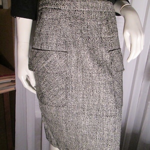 Vintage Ladies Black/White Tweed Print SKIRT by YVES Saint LAURENT/French Size 40 image 1