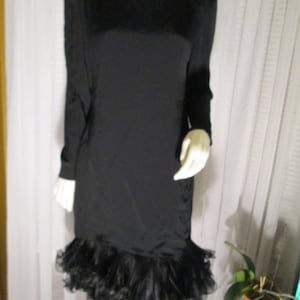 1980s&#39; Ladies BLACK COCKTAIL DRESS by Morton Myles---Size 14