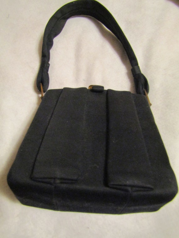 1940's /1950's Ladies BLACK And GOLD Metal PURSE/… - image 10