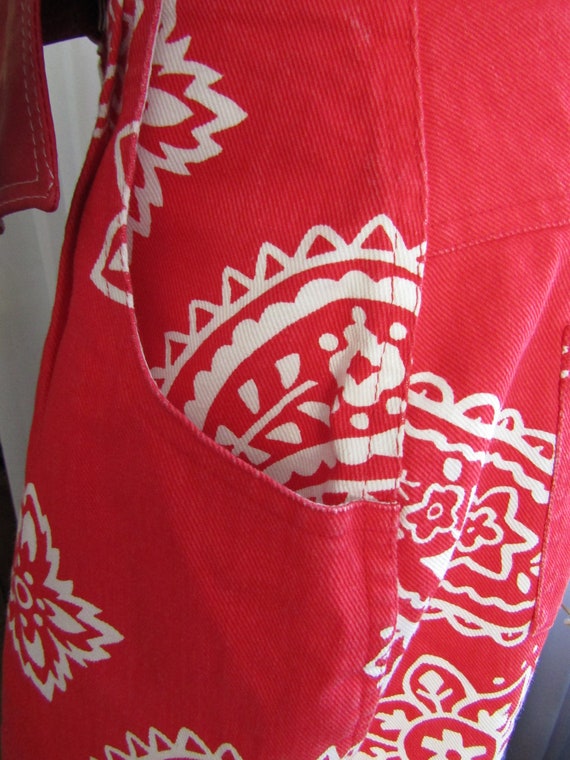 1980's/1990's Ladies Red/White Cotton DENIM SKIRT… - image 7