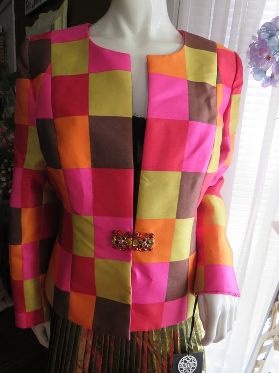 Vintage ARTSY/COLORFUL Short JACKET By Lily & Tay… - image 1