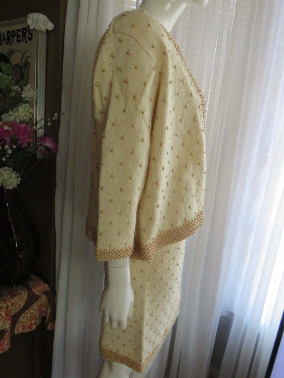 1950s'/1960s' Beige/Tan CROCHET/BEADED DRESS Set-… - image 3
