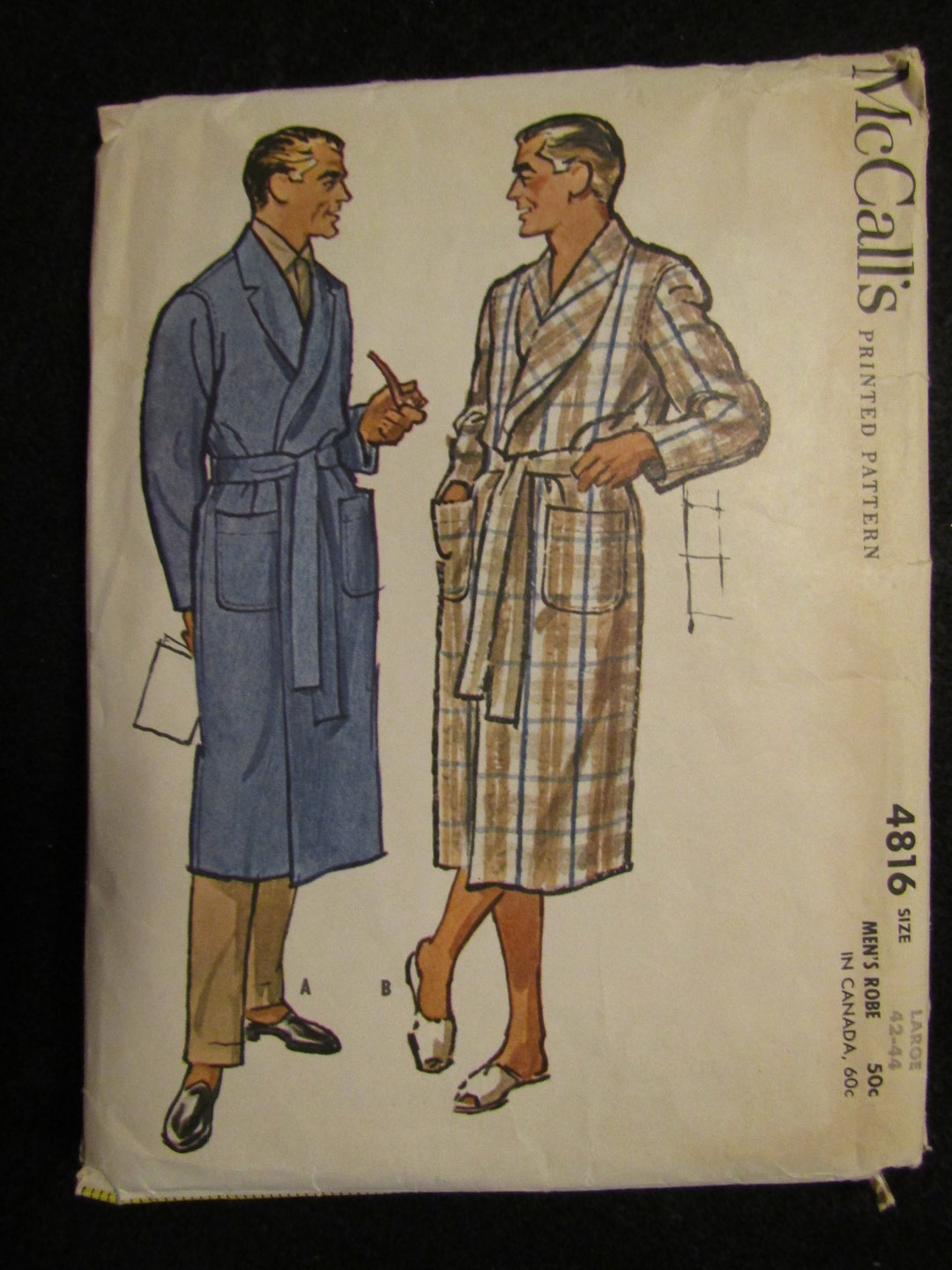 1961 Mccall's MEN'S ROBE Patternsize Large 4244 Etsy