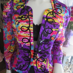 1980s&#39;/90s&#39; ARTSY Colorful ABSTRACT Floral JACKET By Nah Nah Collections--No Size