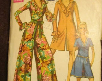 Vestido pantalón modelo SIMPLICITY para mujer, modelo 1968, disponible en dos largos (talla 16).