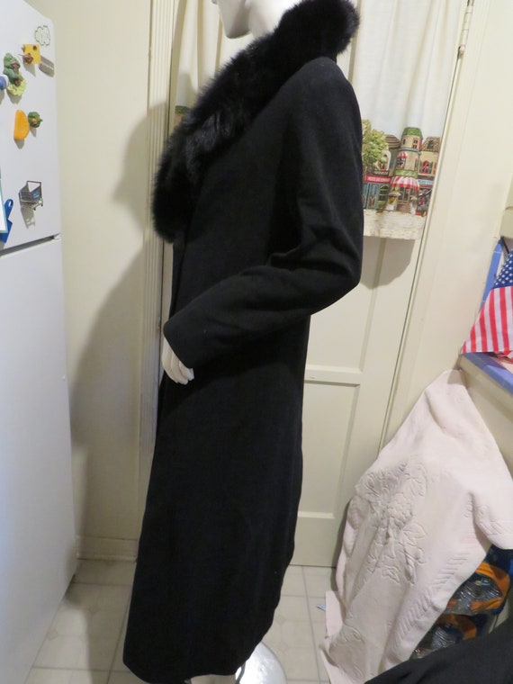 Vintage Puffy BLACK FUR Collared COAT By Marvin R… - image 3