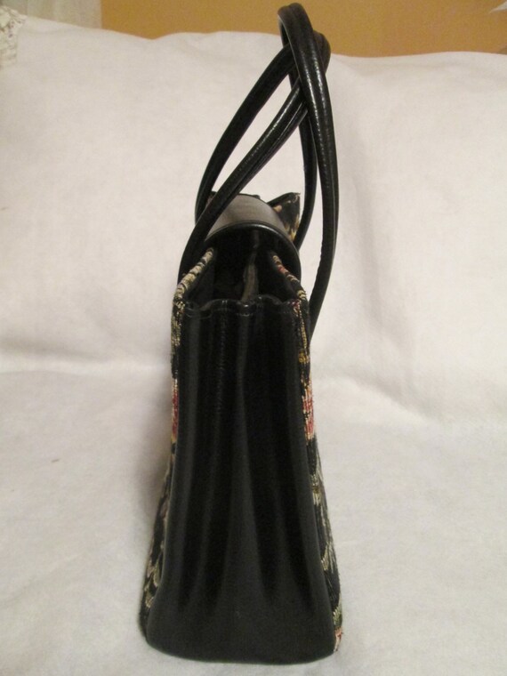 1960s' Ladies Large FLORAL TAPESTRY Style HANDBAG… - image 2