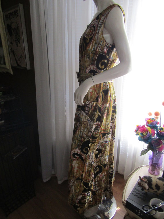 Vintage Sleeveless Belted ABSTRACT Colorful DRESS… - image 3