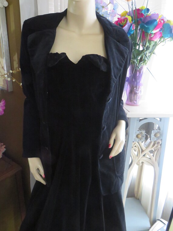 1950s' BLACK DRESS/JACKET Set By Anjac Fashions--… - image 5