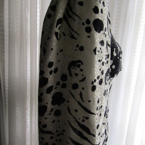 1980s' BLACK And WHITE Abstract Print Silk DRESS By Pauline TrigereNo Size Tag image 4