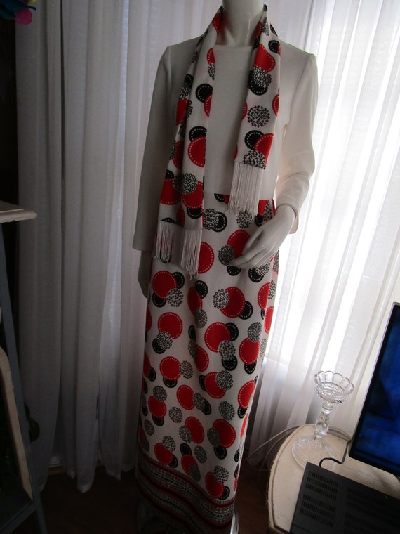 Vintage Floor Length Long Sleeve Fitted Red-White… - image 3