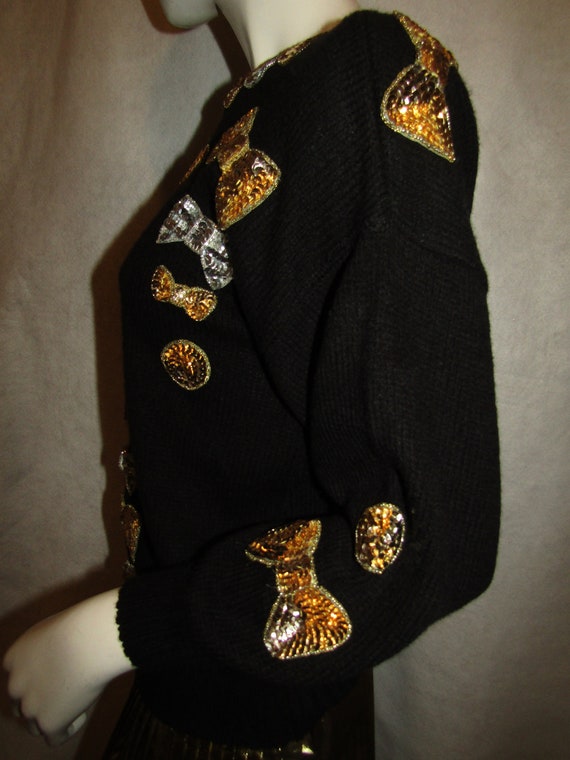 Vintage Ladies BLACK PULLOVER SWEATER With Sequin… - image 3