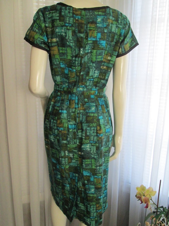 1950's Ladies Fitted Short Sleeve ABSTRACT Print … - image 5