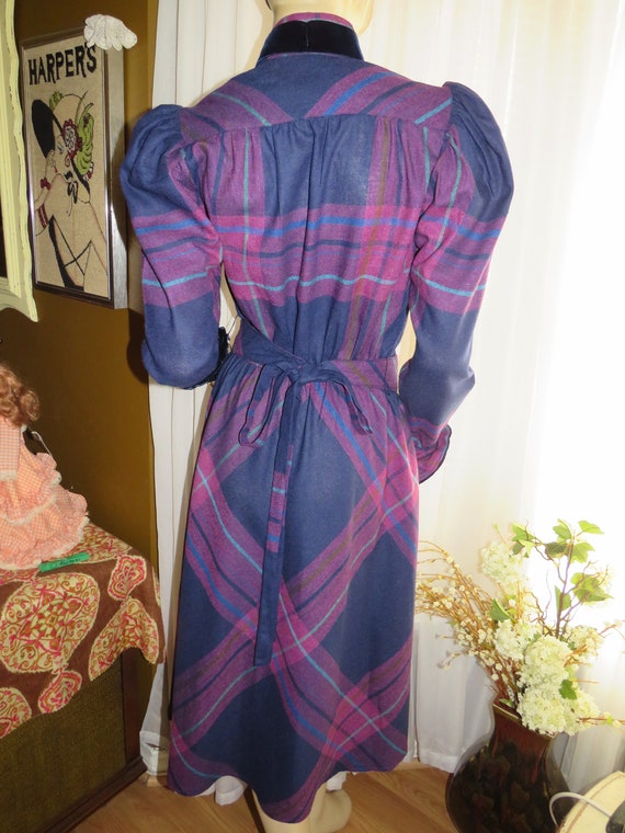 1960's/1970's Long Sleeve COLORFUL PLAID DRESS By… - image 6