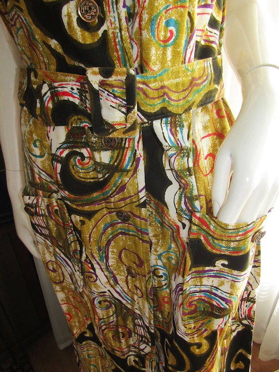 Vintage Sleeveless Belted ABSTRACT Colorful DRESS… - image 6