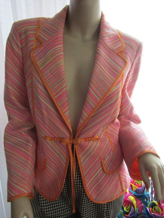 1990s' Ladies Orange/Pink/Green/White Polyester ST