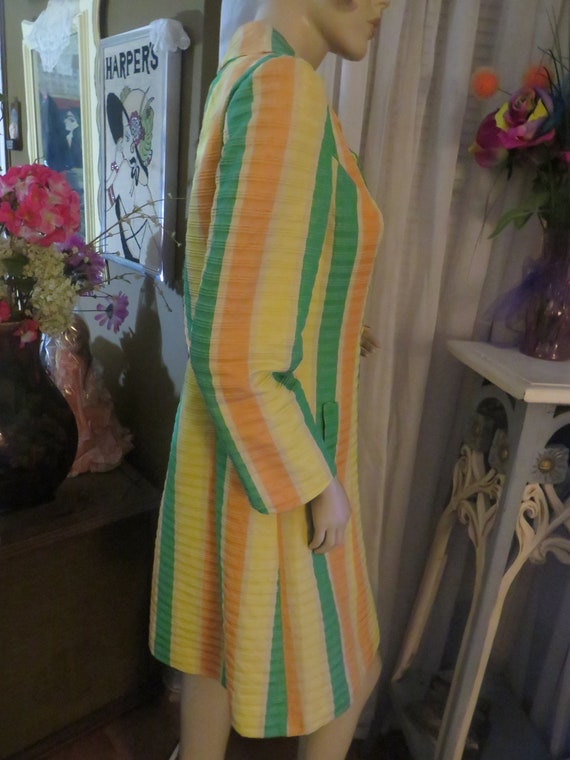 1960s' Green/Yellow/Orange/Tan Striped COAT By LI… - image 7