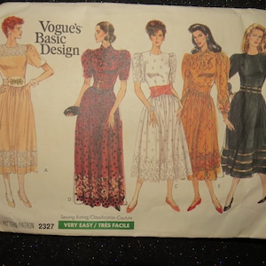 1989 Vogue Basic Design Pattern For 5 VIEW DRESS---Size 14-16-18