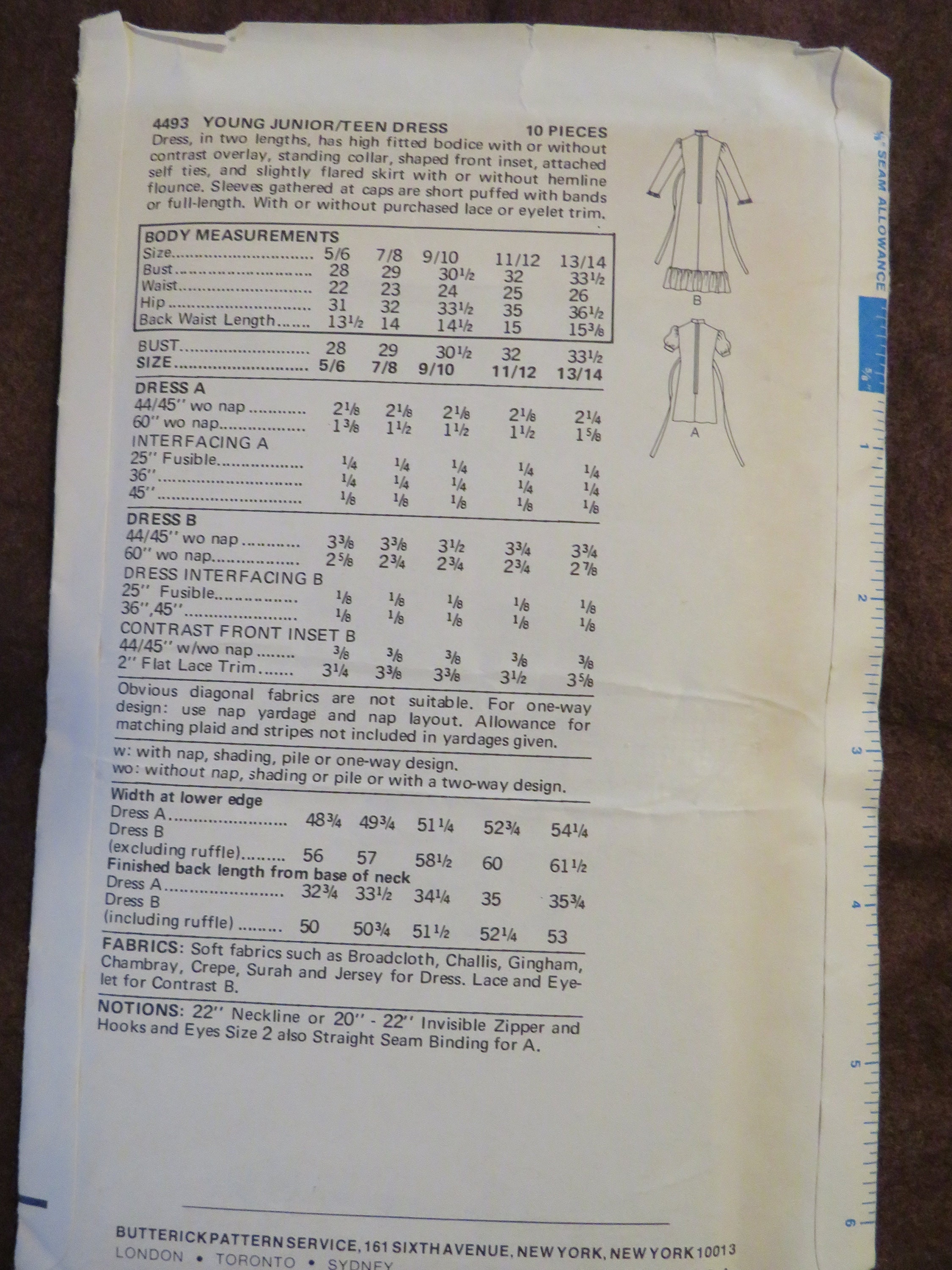 1970s' Butterick Pattern #4493--size 7/8 - Etsy