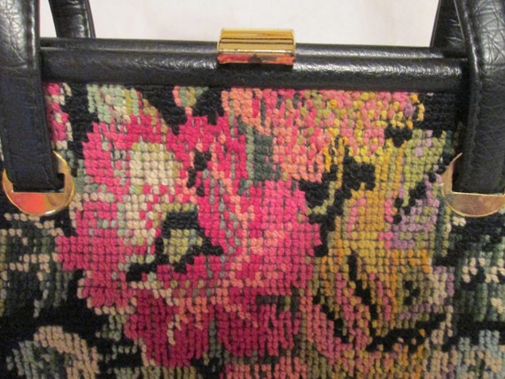 1950's Ladies Floral TAPESTRY PURSE---By JR - image 2