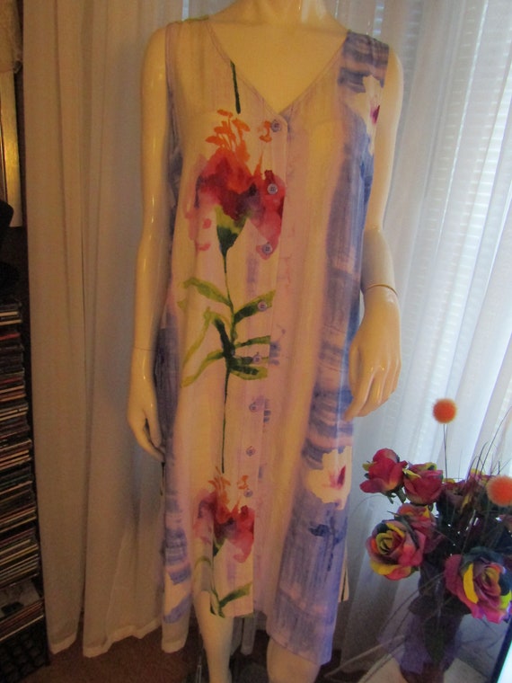 1980's/1990's Sleeveless Front Buttoned Ladies Flo