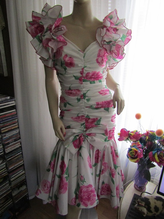 white christmas dresses Yellow 1950s Boat Neck Antique Floral Dress