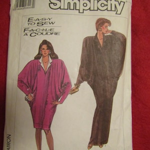 1987 Simplicity 8353 Misses&#39; Pattern  LOOSE FITTING DRESS /Two Lengths--Size 14+16+18