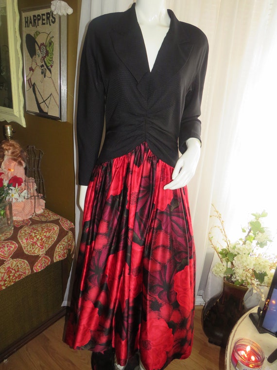 1980s'/90s' RED/BLACK Big Skirt DRESS By Debora K… - image 1