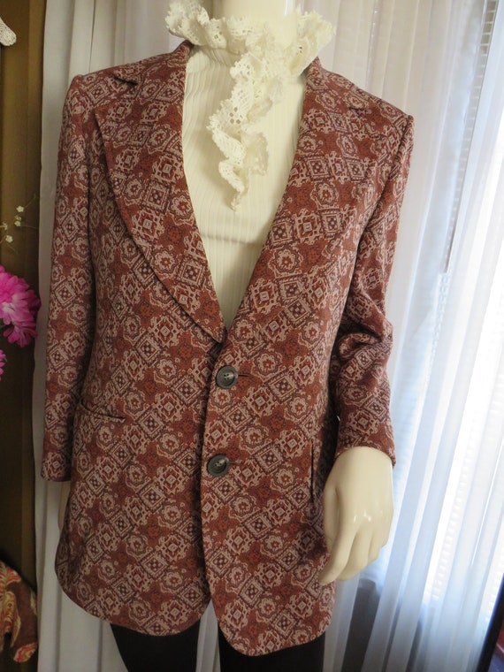 1970s' Male/Unisex BROWN/White ABSTRACT JACKET By 