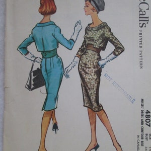 1958 Ladies McCALL&#39;S Pattern ONE PIECE DRESS With Fake Bolero Style---Size 14