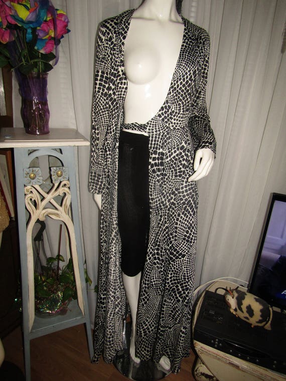 Vintage Ladies Size Medium Black/White WRAP DRESS… - image 7