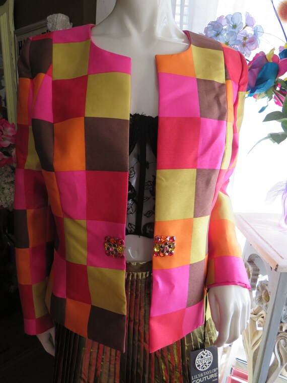 Vintage ARTSY/COLORFUL Short JACKET By Lily & Tay… - image 2